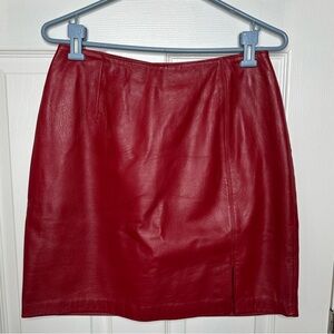 Willi Smith Red Leather Skirt